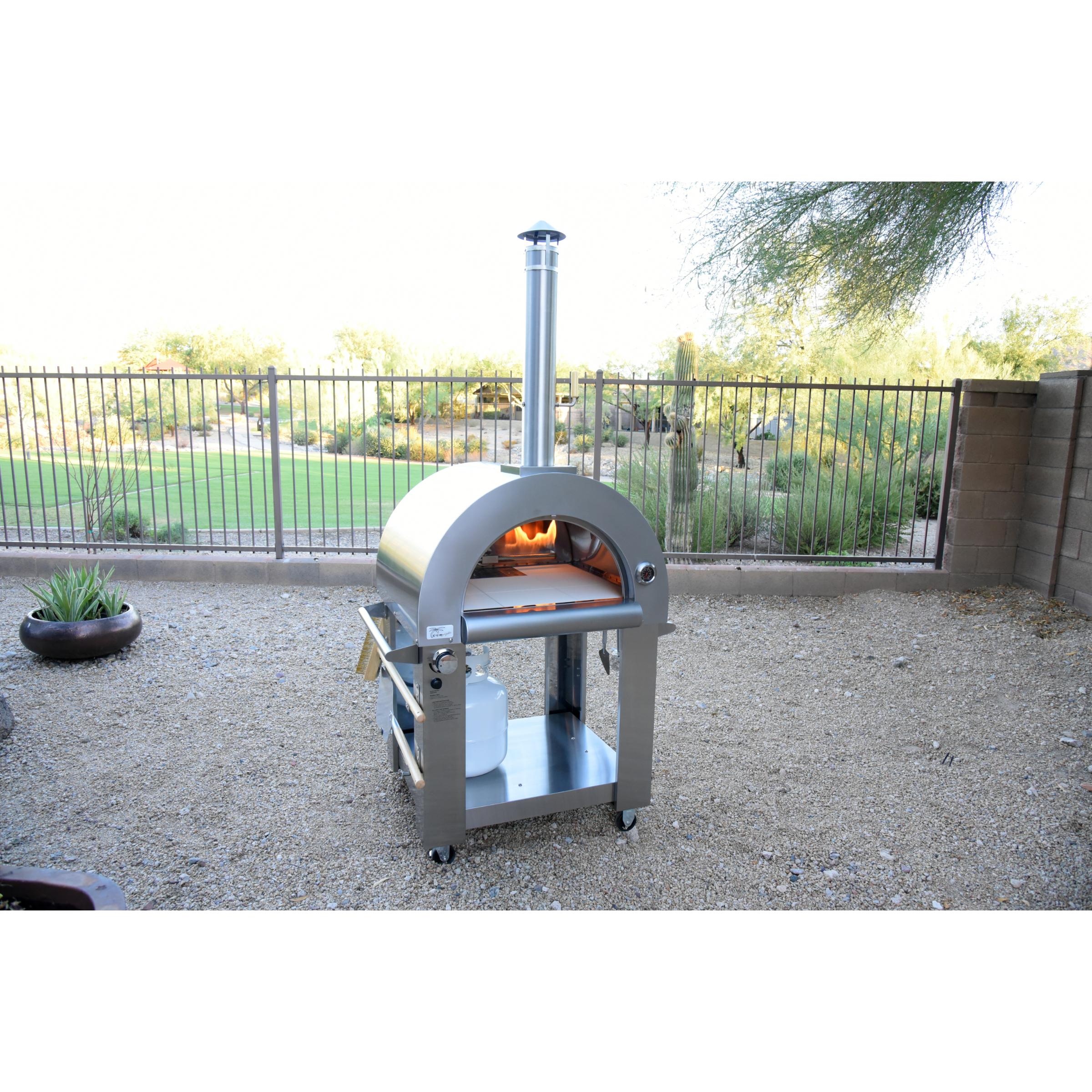 Kokomo 32 Inch Dual Fuel Gas or Wood Fired Stainless Steel Pizza Oven