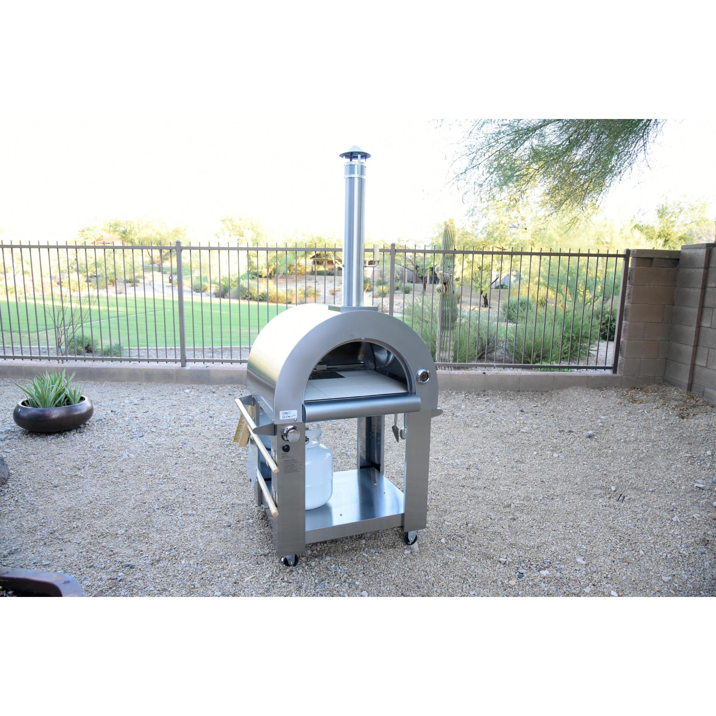 Kokomo 32 Inch Dual Fuel Gas or Wood Fired Stainless Steel Pizza Oven