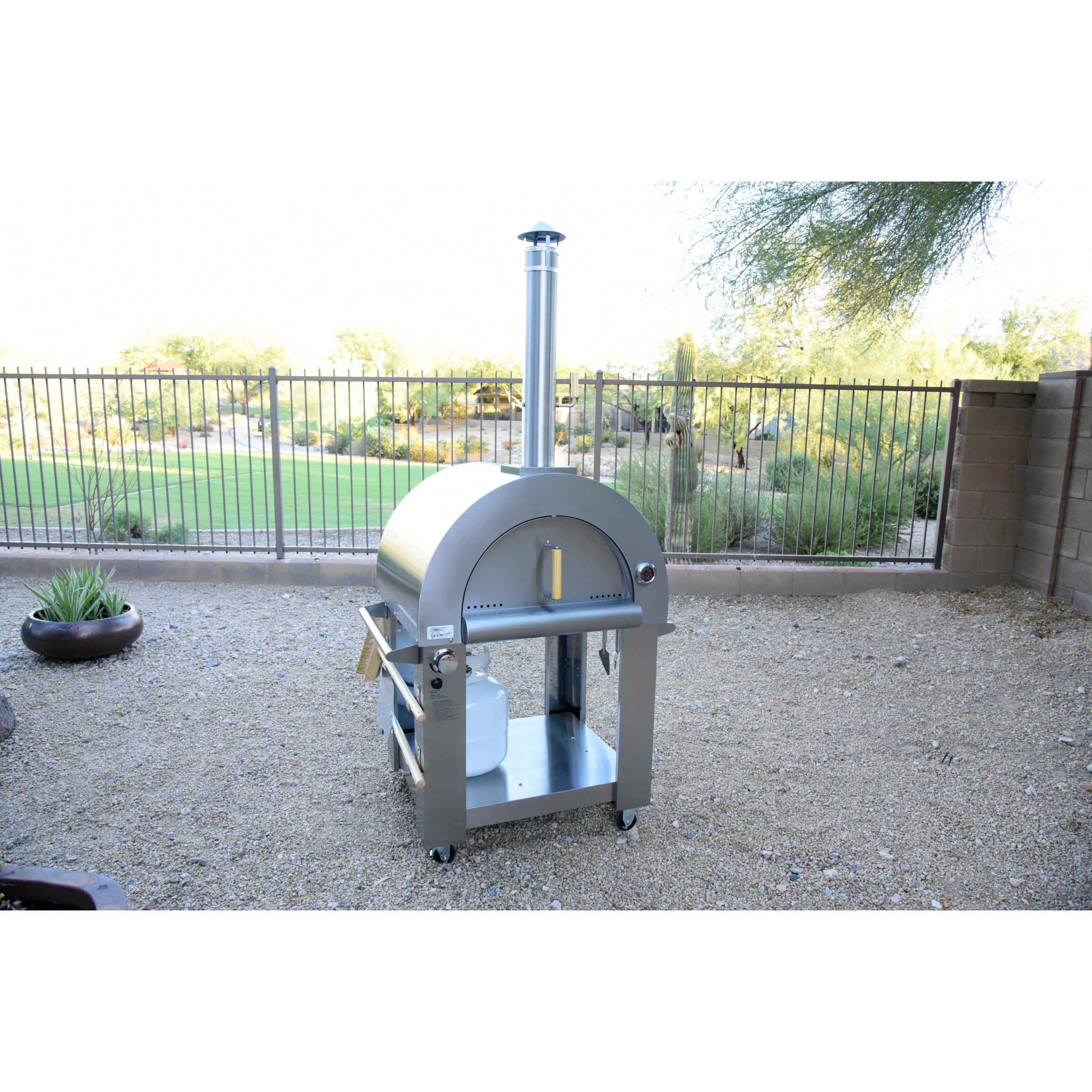 Kokomo 32 Inch Dual Fuel Gas or Wood Fired Stainless Steel Pizza Oven